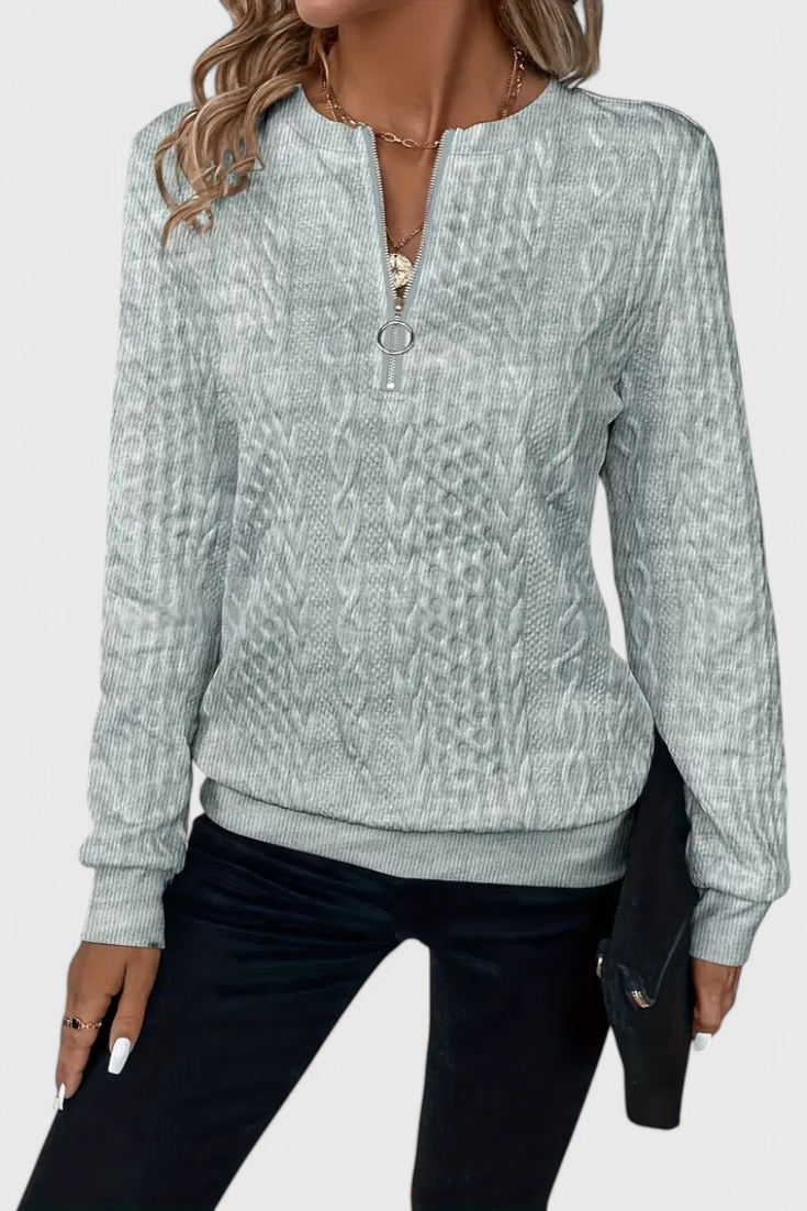 VIVILY | Weicher Strickpullover mit Reißverschluss