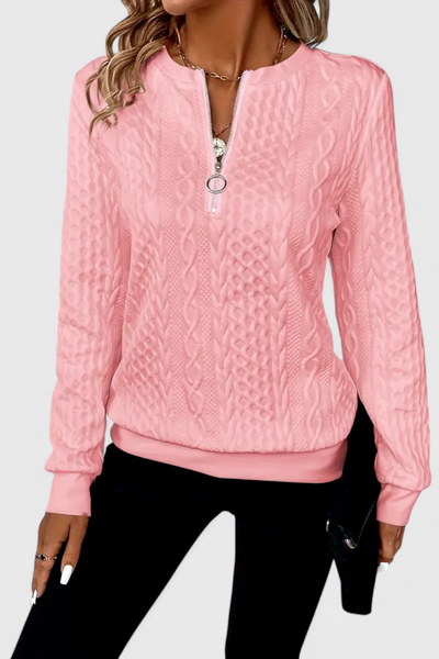 VIVILY | Weicher Strickpullover mit Reißverschluss