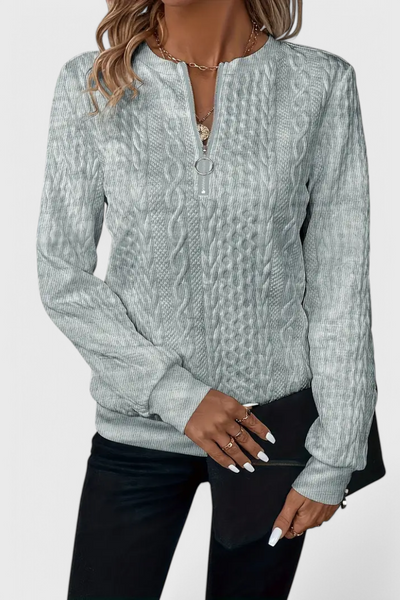 VIVILY | Weicher Strickpullover mit Reißverschluss