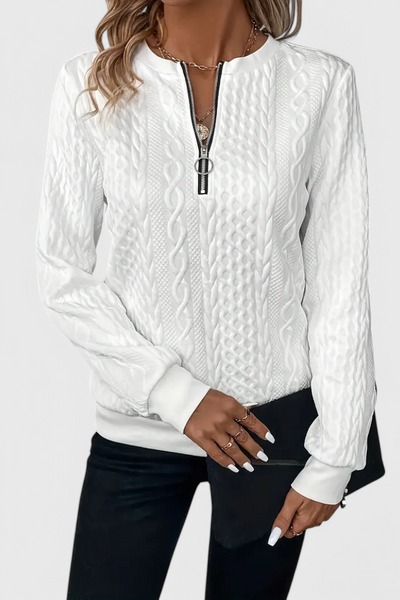 VIVILY | Weicher Strickpullover mit Reißverschluss