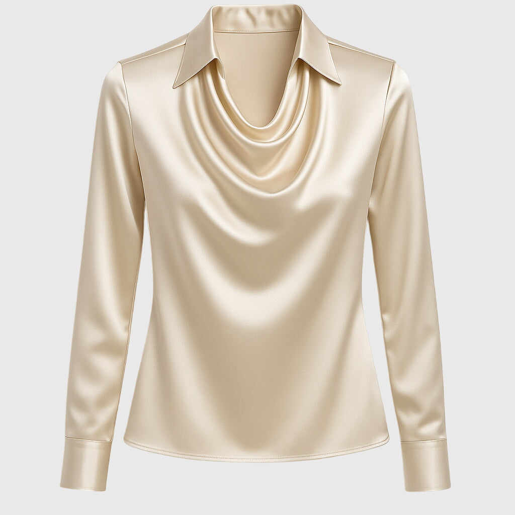 Anneliese™ | Bluse mit edlem Glanz & Faltenausschnitt