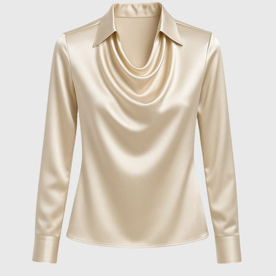 Anneliese™ | Bluse mit edlem Glanz & Faltenausschnitt