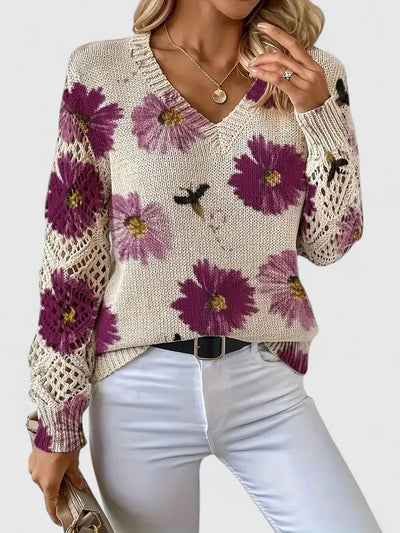 Vivily | Eleganter Pullover mit Blumenmuster