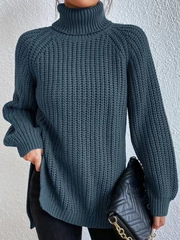 VIVILY | Rollkragenpullover mit Schlitz