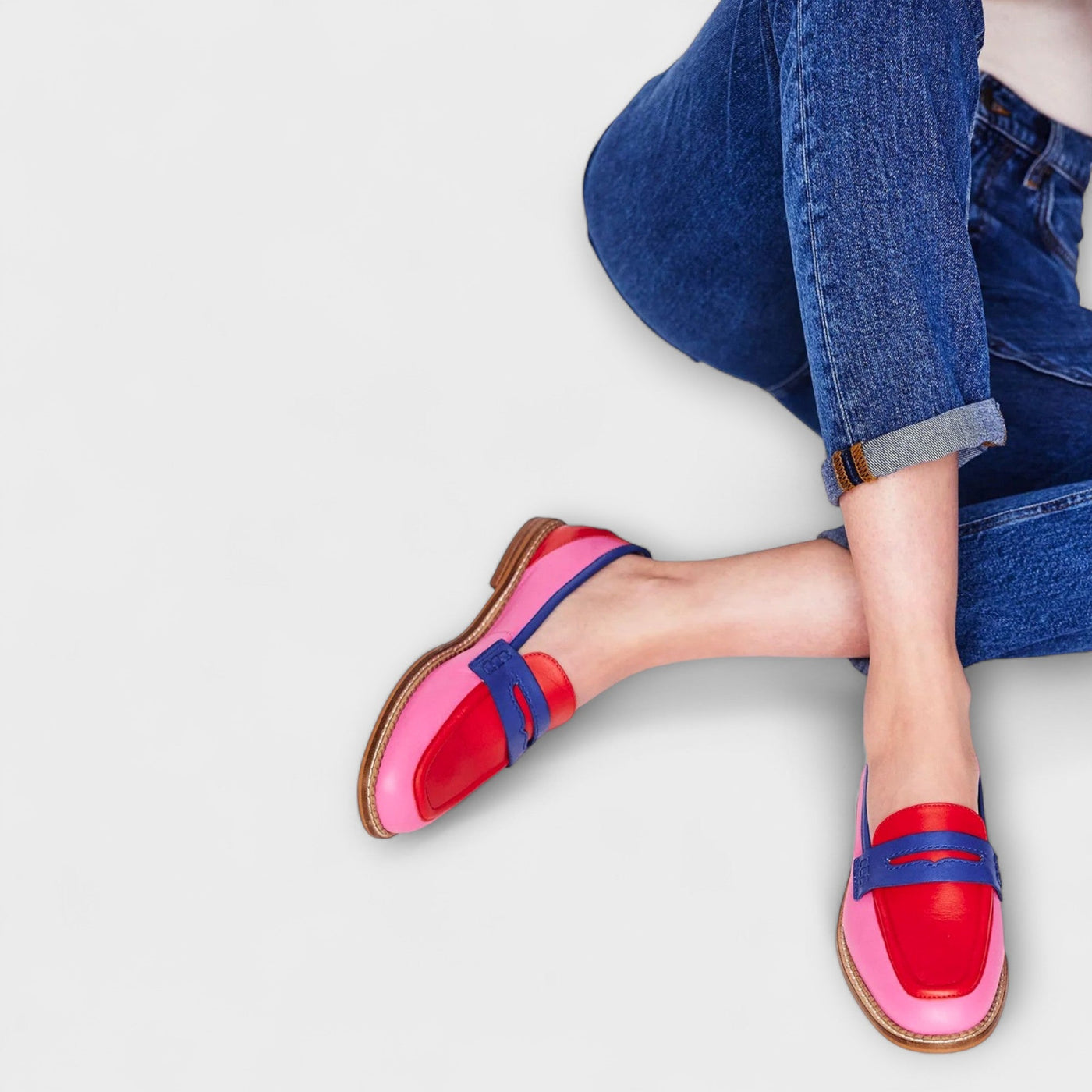 Edeltraud – Bunte Patchwork-Mokassins mit runder Spitze