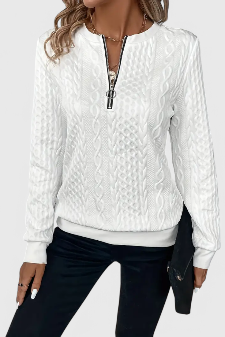 VIVILY | Weicher Strickpullover mit Reißverschluss