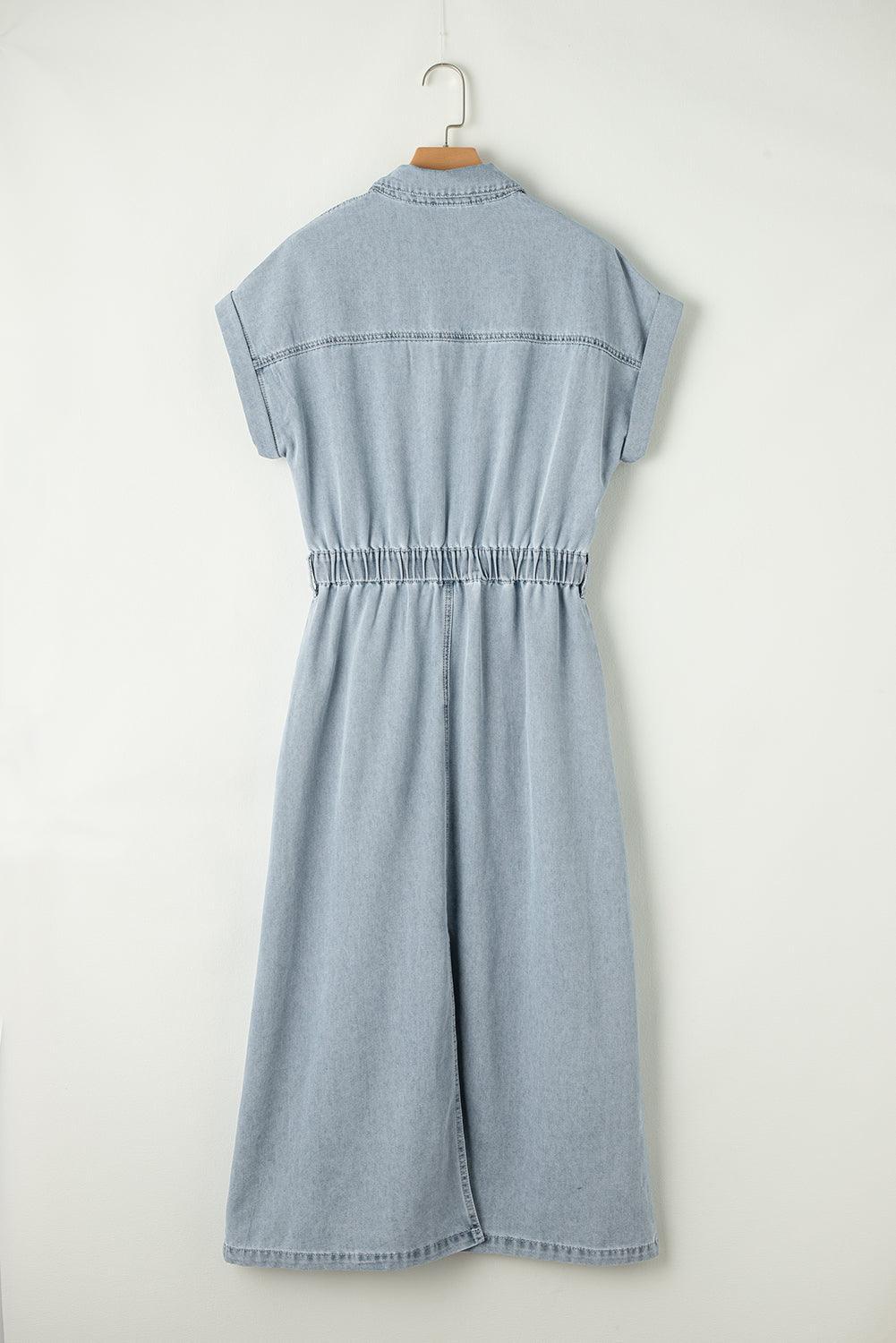 VIVILY | Elegantes Denimkleid mit kurzen Fledermausärmeln