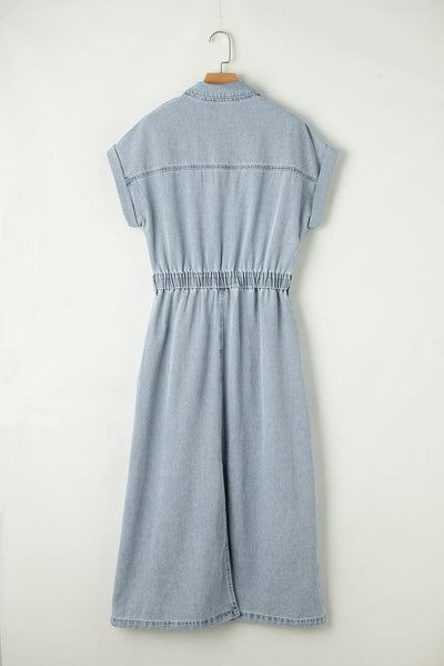 VIVILY | Elegantes Denimkleid mit kurzen Fledermausärmeln