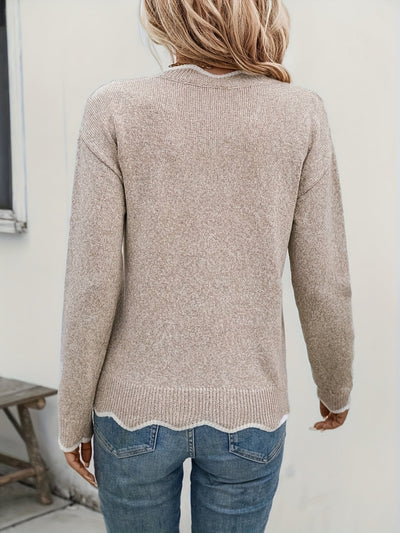VIVILY | Pullover mit V-Ausschnitt und Wellenkante