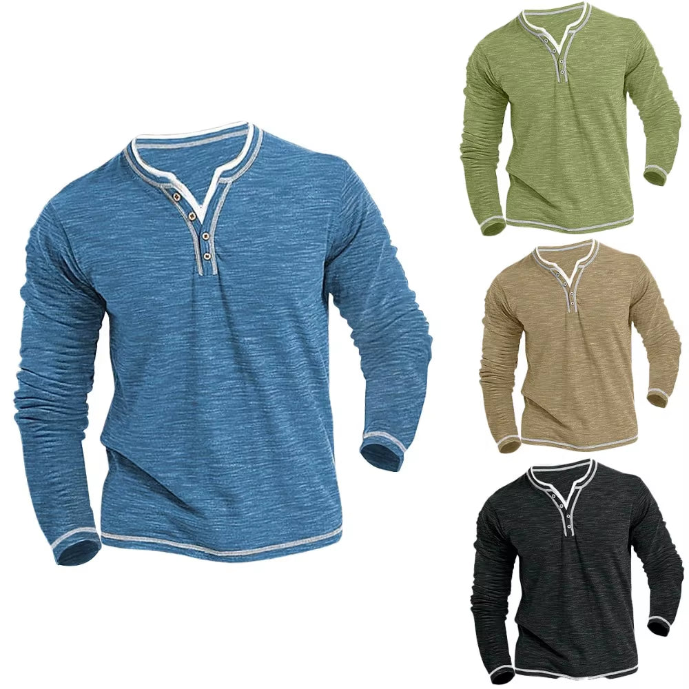 Vivily | Herren Langarmshirt mit V-Ausschnitt