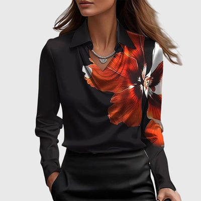 Anneliese™ | Bluse mit edlem Glanz & Faltenausschnitt