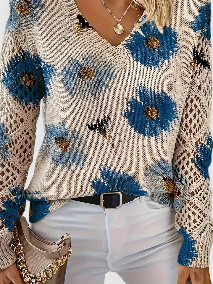 Vivily | Eleganter Pullover mit Blumenmuster