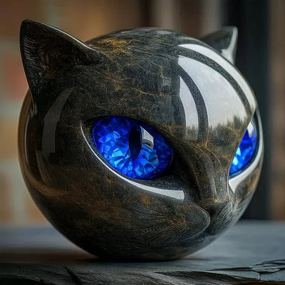 Elara™ | Skulptur Schwarzer Katzenkopf