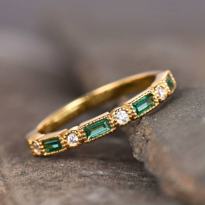 VIVILY | Grüner Einlege-Zirkonia Goldring