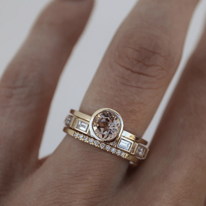 VIVILY | Inlay Kristall Goldring Set
