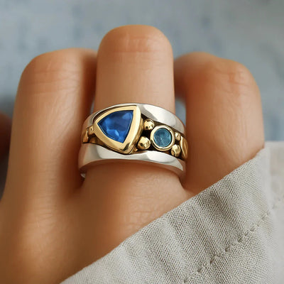 VIVILY | Vintage Blau Zirkonia Boho Ring