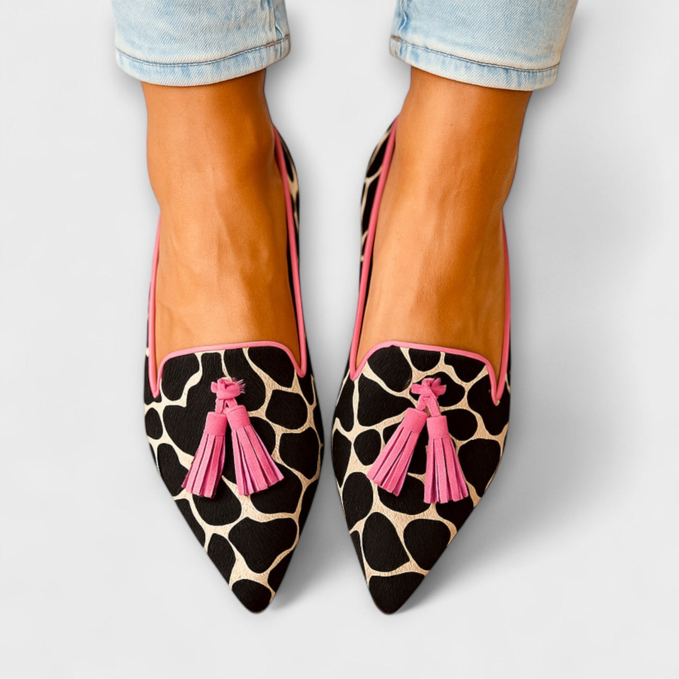 Ottilia – Elegante Mokassins mit Quasten und Animal-Print