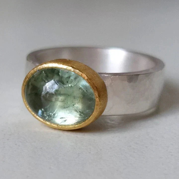 VIVILY | Vintage Grüner Ring mit Rundstein