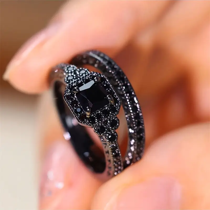 VIVILY | Elegantes Vintage-Ring-Set in Schwarz