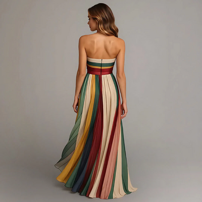 Ilona™ | Maxi Kleid mit bunten Streifen