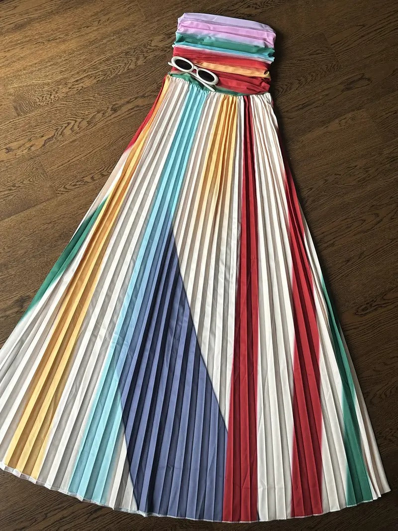Ilona™ | Maxi Kleid mit bunten Streifen