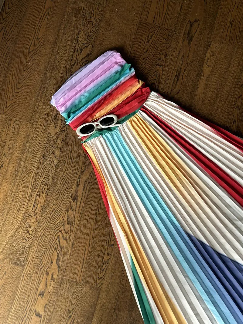 Ilona™ | Maxi Kleid mit bunten Streifen
