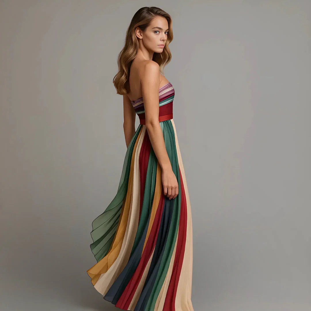 Ilona™ | Maxi Kleid mit bunten Streifen