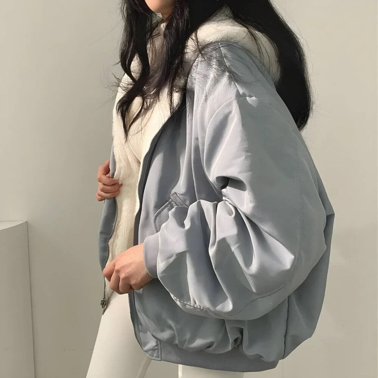 VIVILY | Wendbare Teddy-Wolljacke mit Kapuze