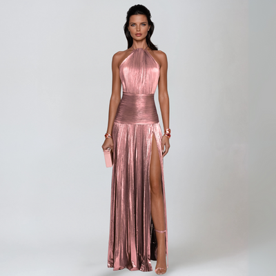 Helena™ | Elegantes Metallic-Maxikleid