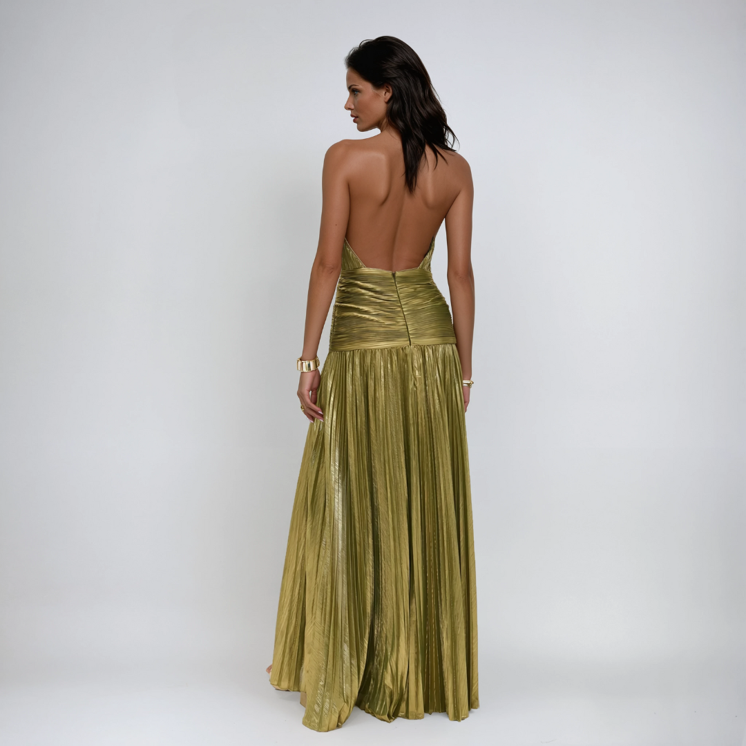 Helena™ | Elegantes Metallic-Maxikleid