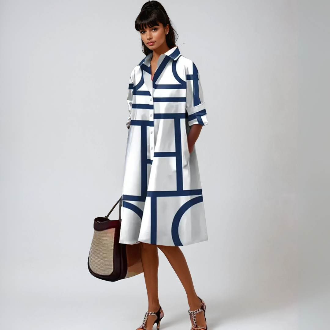 Isolde™ | Midi-Kleid mit geometrischem Muster