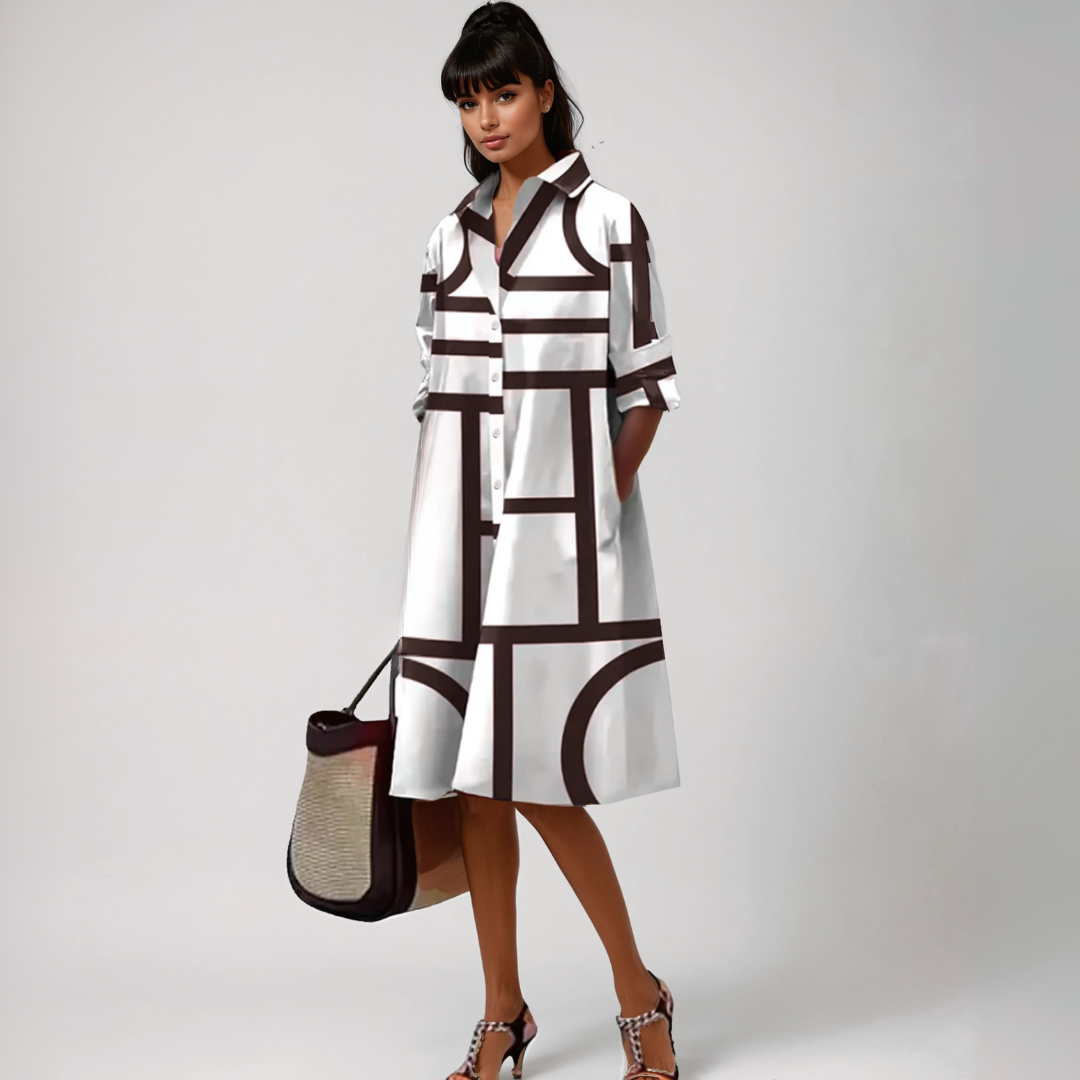 Isolde™ | Midi-Kleid mit geometrischem Muster