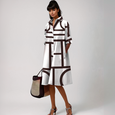 Isolde™ | Midi-Kleid mit geometrischem Muster