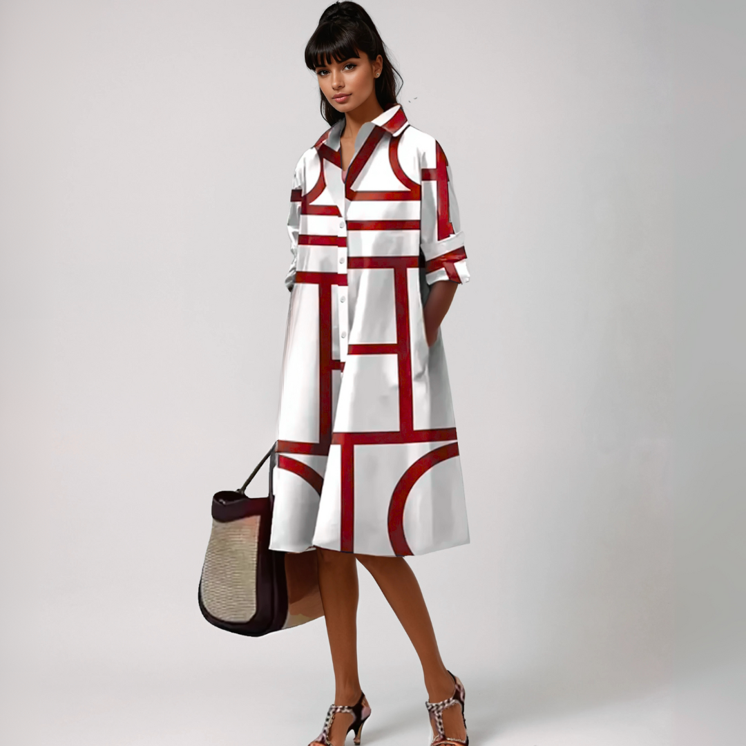 Isolde™ | Midi-Kleid mit geometrischem Muster