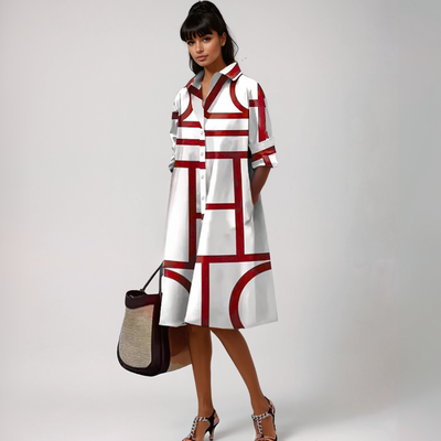 Isolde™ | Midi-Kleid mit geometrischem Muster