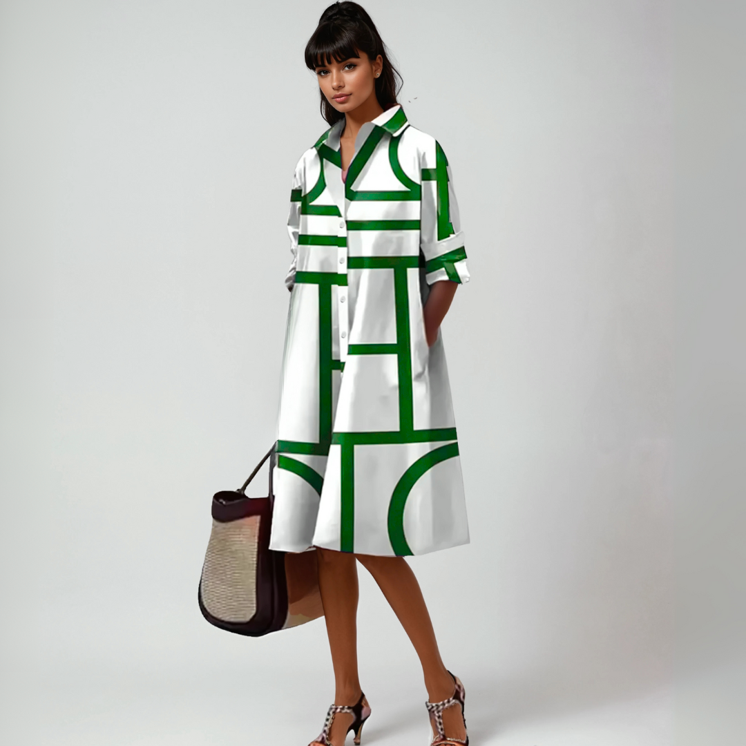 Isolde™ | Midi-Kleid mit geometrischem Muster