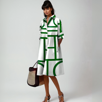 Isolde™ | Midi-Kleid mit geometrischem Muster