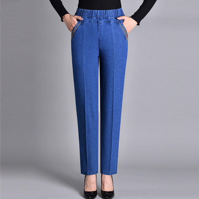 Camille – Damenjeans mit Seitentaschen und elastischem Bund